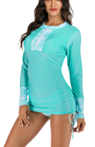 Tankini Long Sleeve Quarter-Zip Two Piece